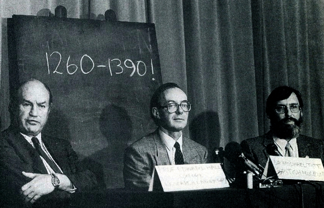 Edward Hall, Michael Tite y Robert Edges proclamando en Londres que el Paño de Turín fue elaborado entre 1260 y 1390 d.C